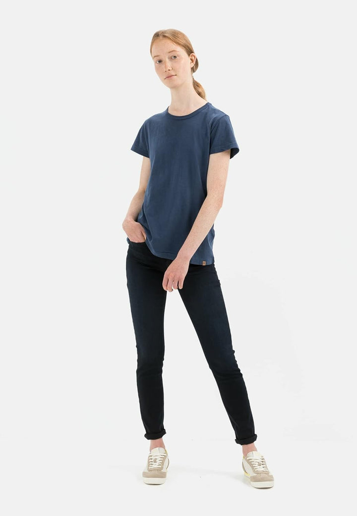 camel active Damen Kurzarm T-Shirt aus Organic Cotton S Dunkelblau, S Dunkelblau