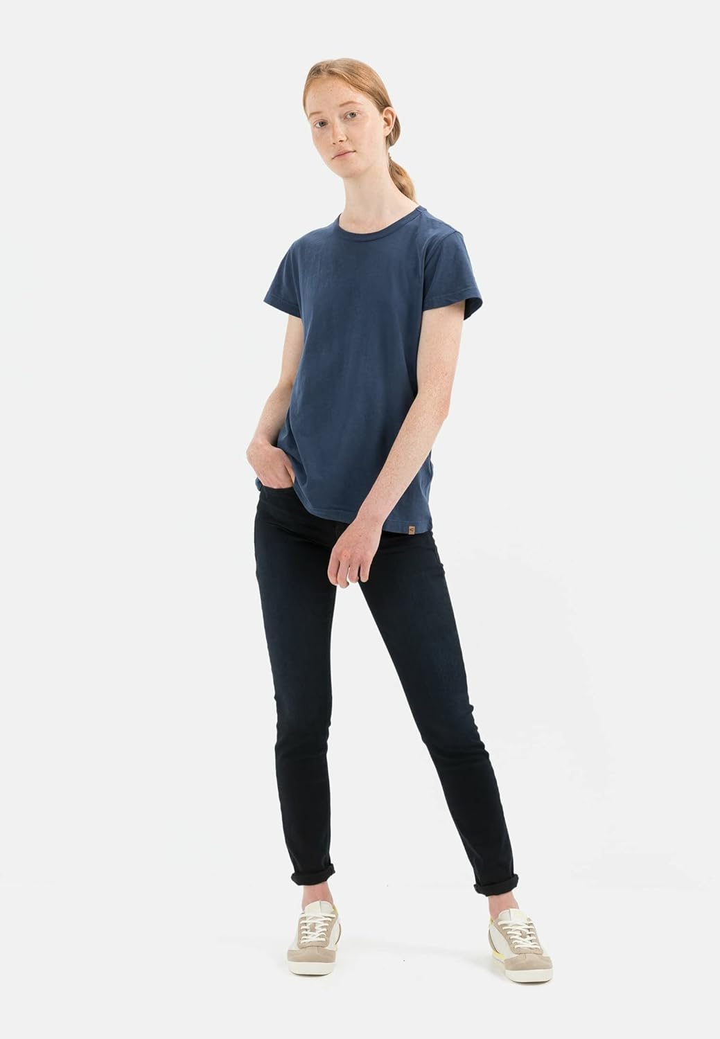 camel active Damen Kurzarm T-Shirt aus Organic Cotton XL Dunkelblau, XL Dunkelblau