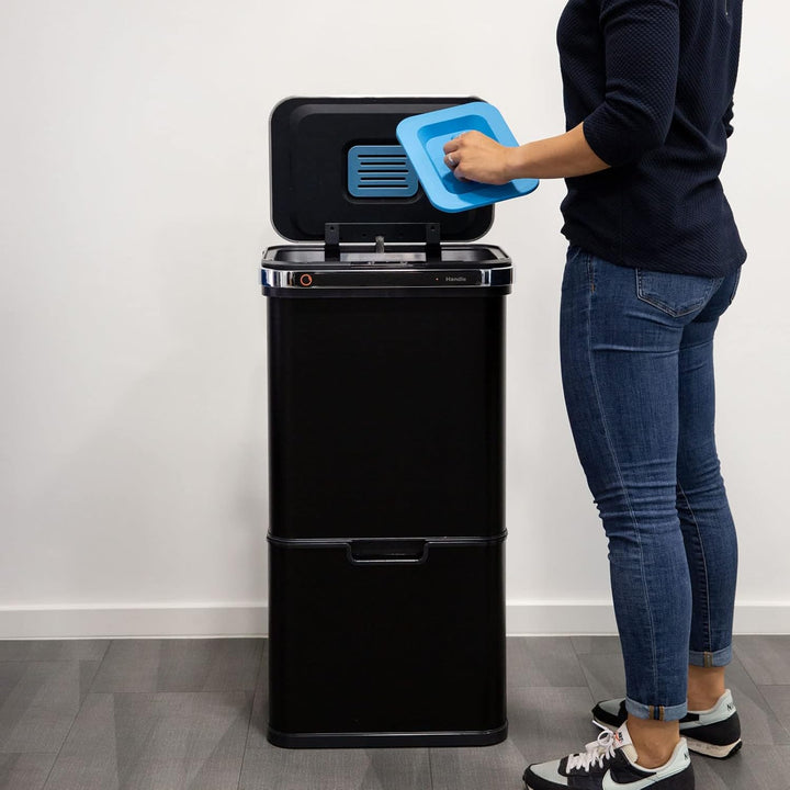 SVITA Sensor-Mülleimer 60L Aktivkohle- und Selbstreinigungs-Funktion Schwarz, Schwarz
