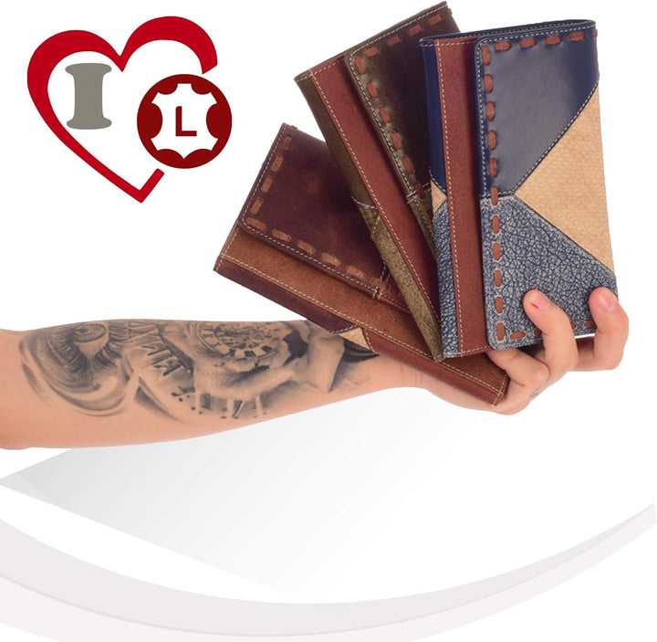 Sunsa Geldbörse. Damen Geldbeutel. Leder Portemonnaie mit RFID Schutz. Kleiner Brieftasche mit Kredi