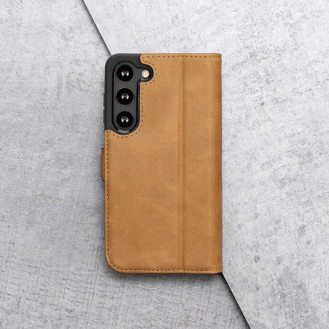 Porter Riley - Lederhülle für Samsung Galaxy S23. Premium Echtleder Standhülle/Cover/Brieftasche (He