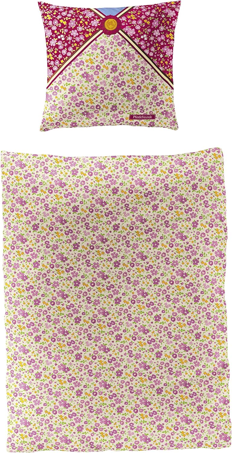Bierbaum Bettwäsche Pferdefreunde 2343, Renforcé, Made in Germany, pink 01, 135 x 200 cm