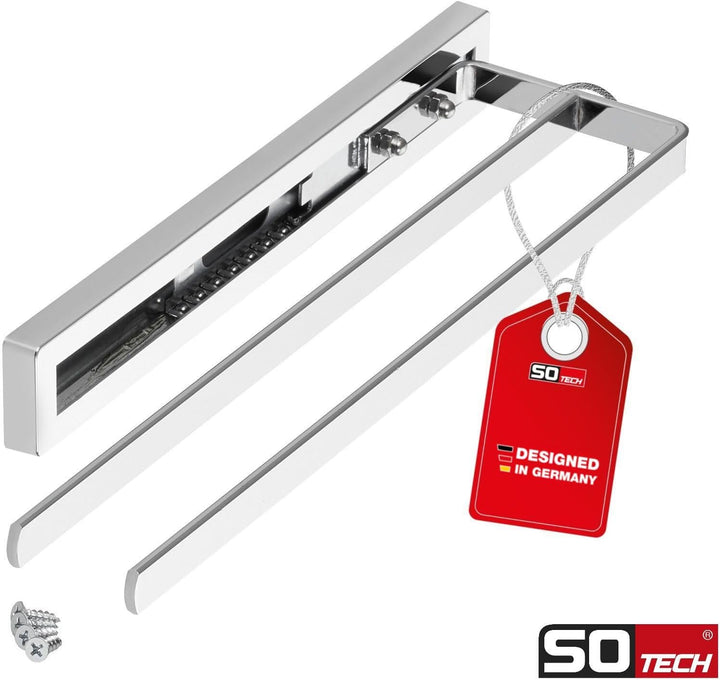 SO-TECH® Handtuchauszug Elegance Chrom 2-armig 325 mm eingeschoben, 470 mm ausgezogen Handtuchhalter