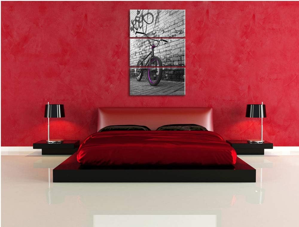 Pixxprint BMX Fahrrad Graffiti als Leinwandbild | Grösse: 3 Teilig (120x80) | Wandbild| Kunstdruck |