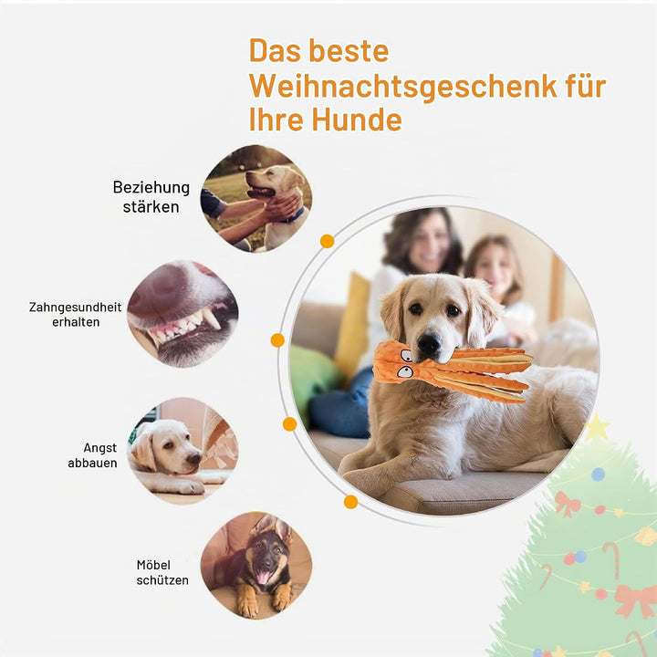 Hunde-Quietschspielzeug Krake, kein stopfendes Crinkle-Plüsch-Hundespielzeug für das von Welpen, lan