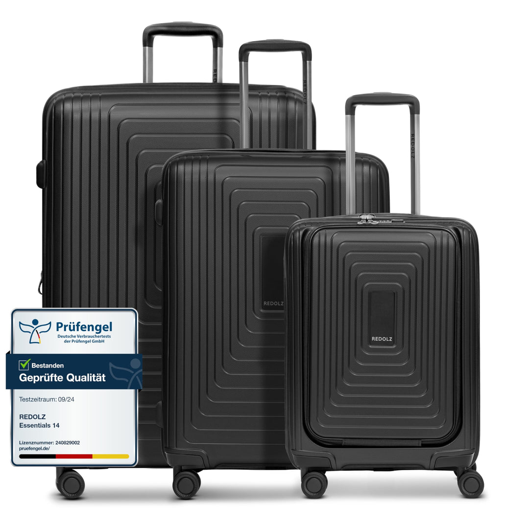 REDOLZ Hartschalen Koffer-Set-3-teilig | S 55 cm Laptopfach + M 66 cm + L 77 cm | Dehnfalte erweiter