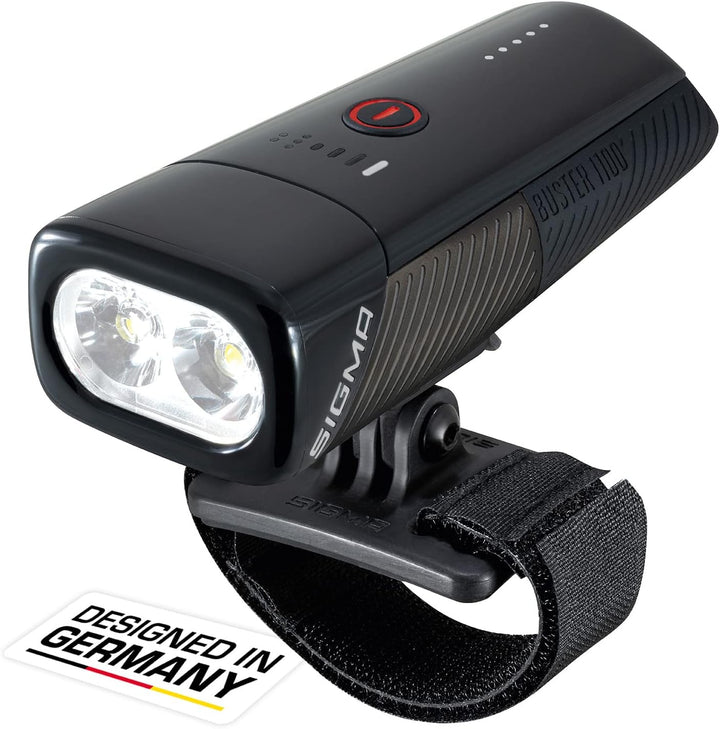 Sigma Sport – Buster 1100 | Fahrradbeleuchtung vorne mit 1100 Lumen | Wiederaufladbare Helmleuchte m