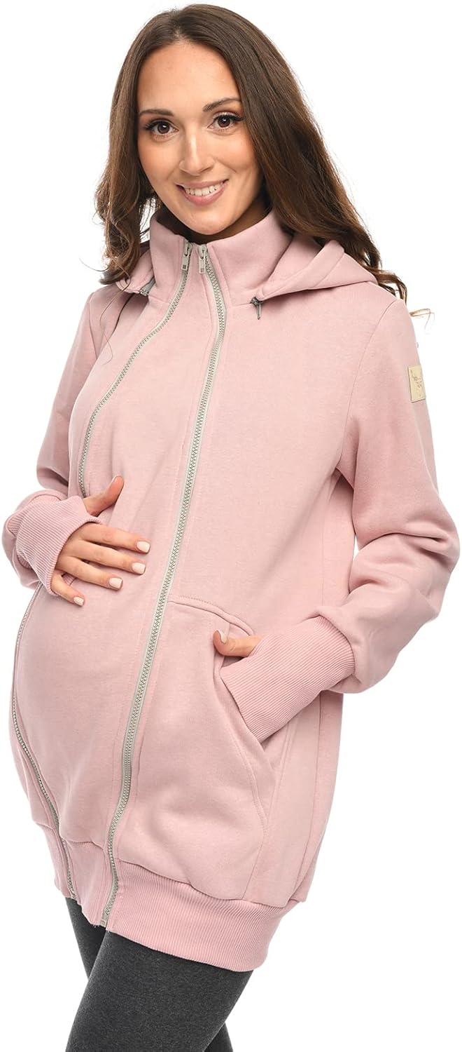 MijaCulture 3in1 Tragejacke Umstandspullover für Tragetuch für Babytrage Kängurujacke 4132 (Rosa, XL