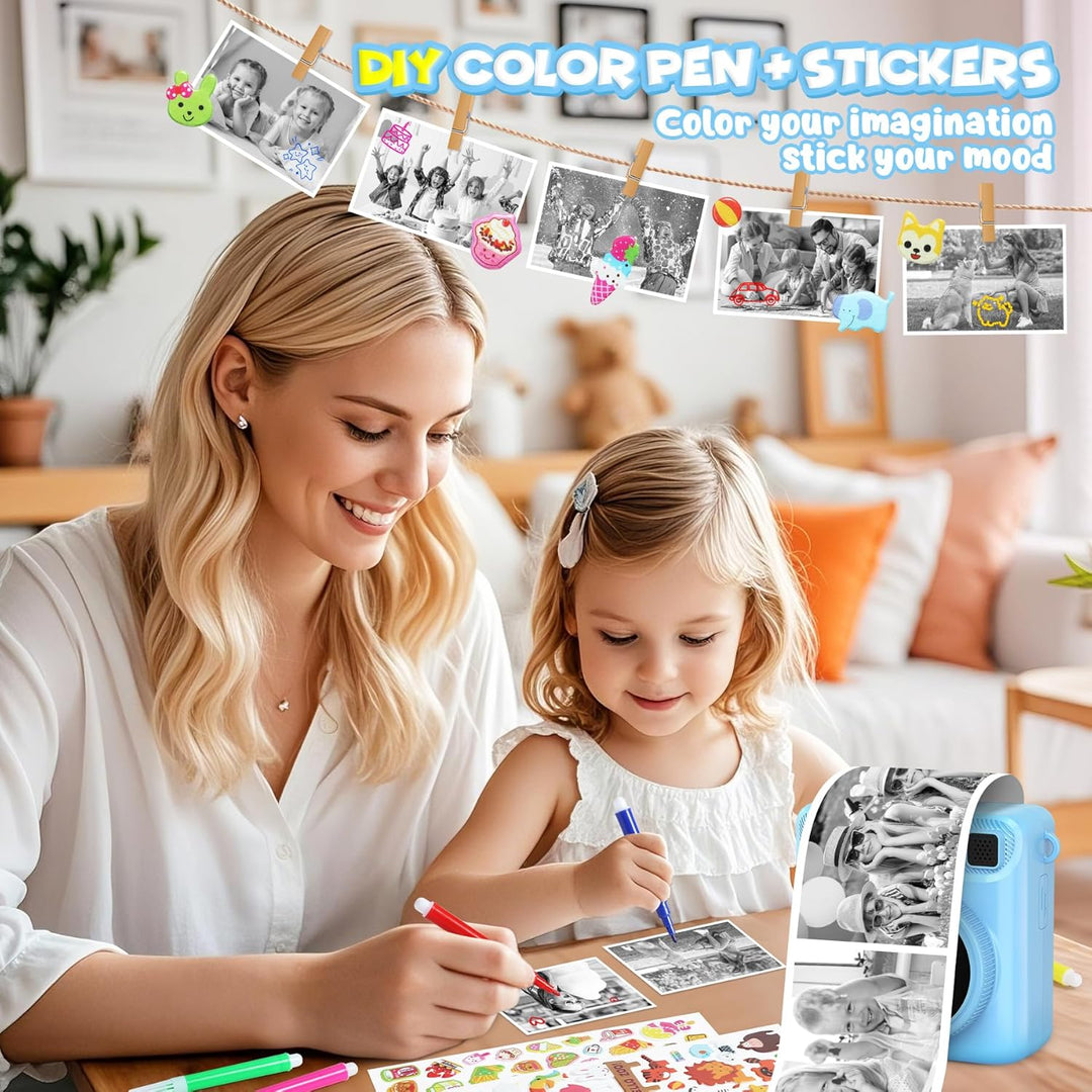 Sofortbildkamera Kinder, 1080P 2,4 Zoll Bildschirm KinderKamera mit 32G Karte & Druckpapier, Kinders