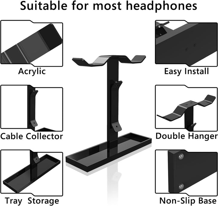 Geekria Doppelkopfhörerständer, Acryl Kopfhörerhalter, Desktop-Spiel-Headset-Ständer, Headset-Halter