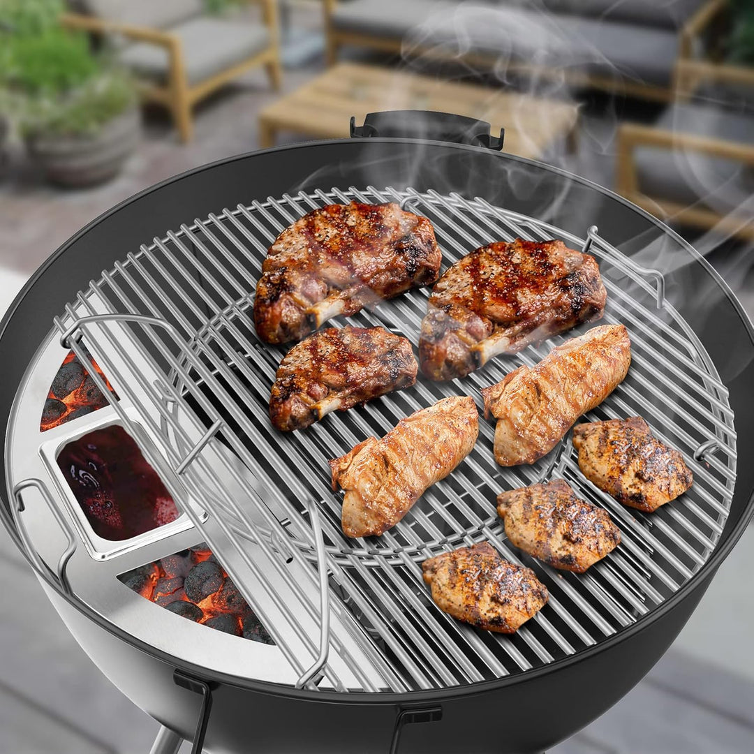 onlyfire Kugelsmoker für Weber 57cm Kugelgrills, Räucherbox,Räuchern Edelstahl mit Wasserschale, Smo