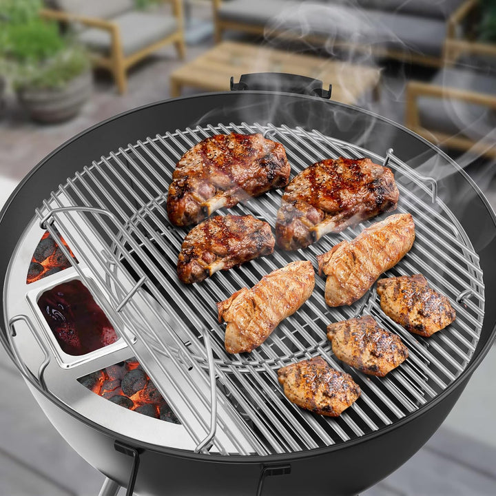 onlyfire Kugelsmoker für Weber 57cm Kugelgrills, Räucherbox,Räuchern Edelstahl mit Wasserschale, Smo