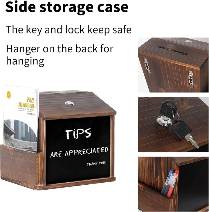 unho Vorschlagsbox Spendenbox Briefkasten zur Wandmontage, Mailbox mit Schloss, Sammelbox Schlüsselb