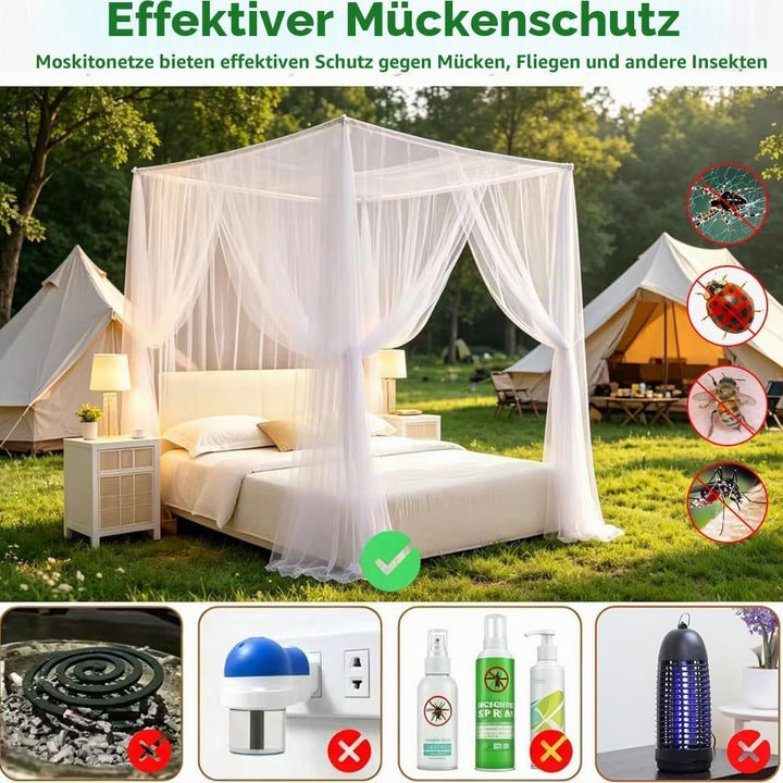 Moskitonetz 200 x 220 x 200 cm, Moskitonetz Bett, Feinmaschig und langlebig, Mosquito Net Bed für Zu