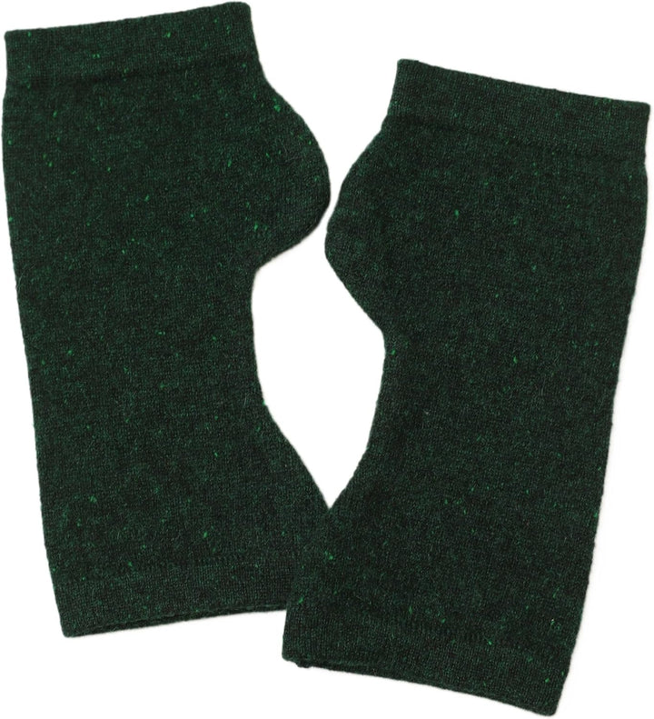 Kaschmir-Wolle Damen Pulswärmer fingerlose Handschuhe Hand-Stulpen 19 cm X 10 cm dunkel-grün, 19 cm