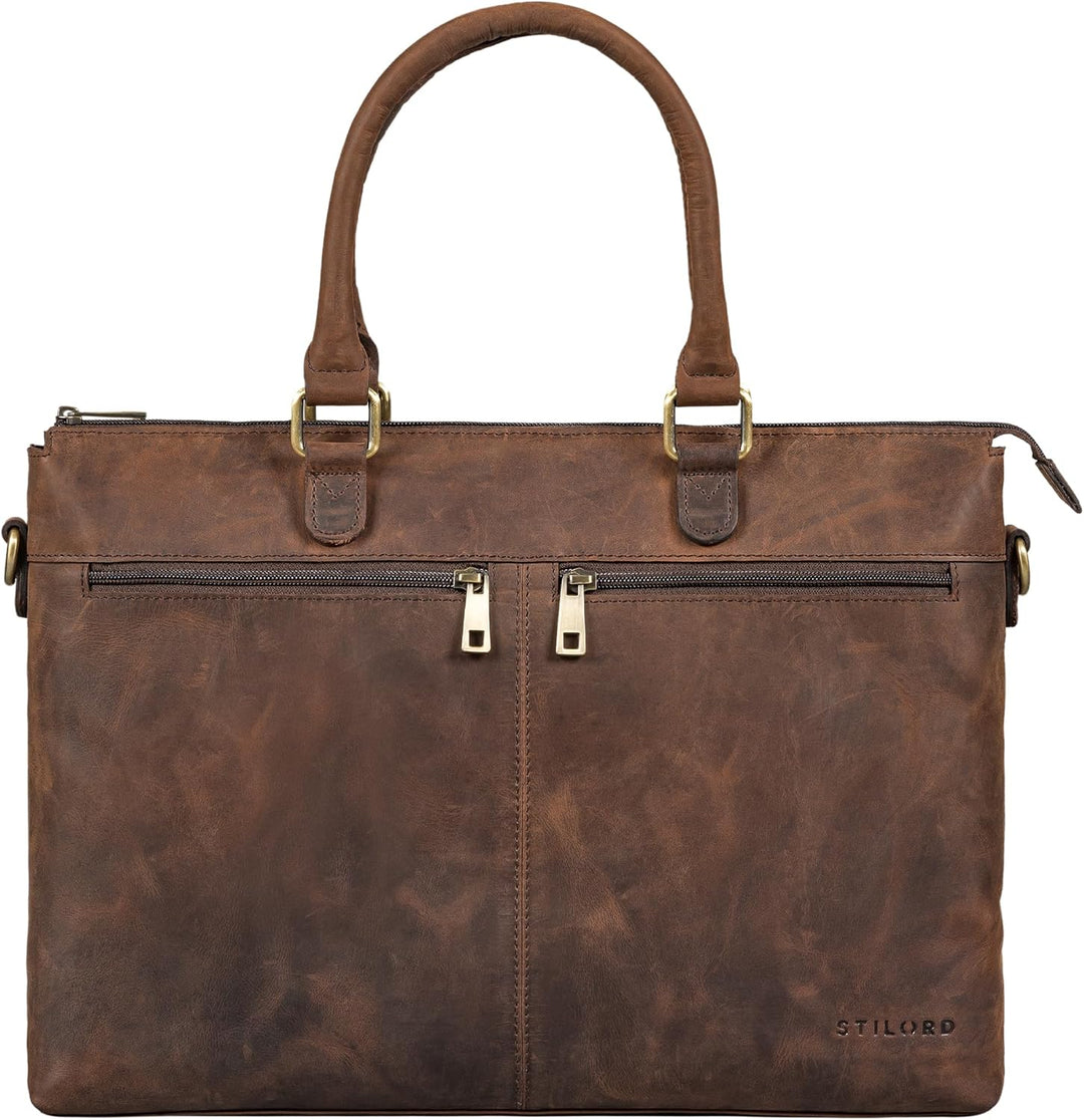 STILORD 'Bailey' Business Laptoptasche Leder 15 Zoll Gross für Arbeit Büro Meeting Vintage Notebookt