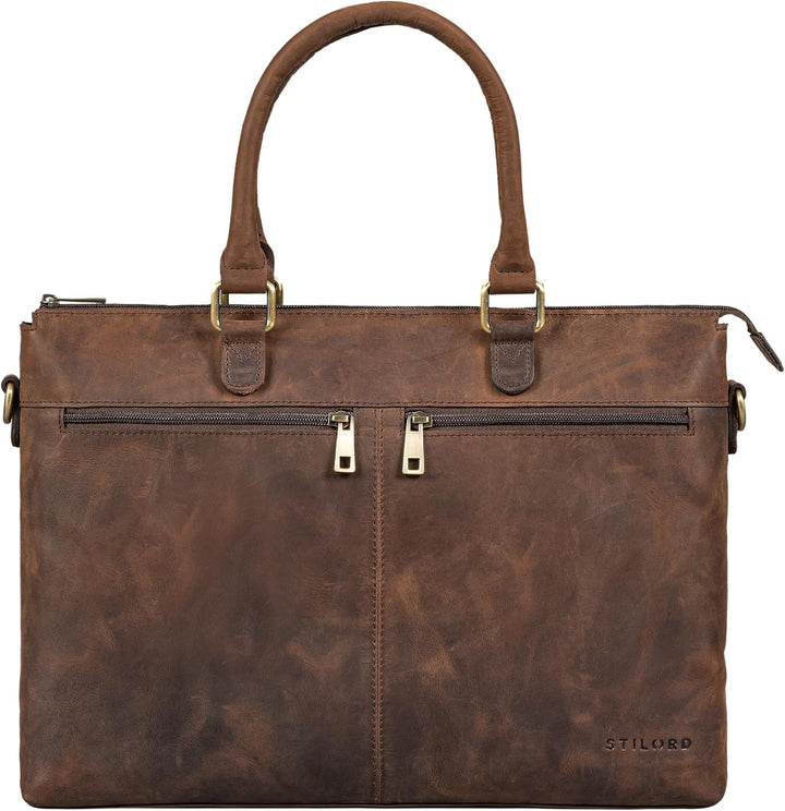 STILORD 'Bailey' Business Laptoptasche Leder 15 Zoll Gross für Arbeit Büro Meeting Vintage Notebookt