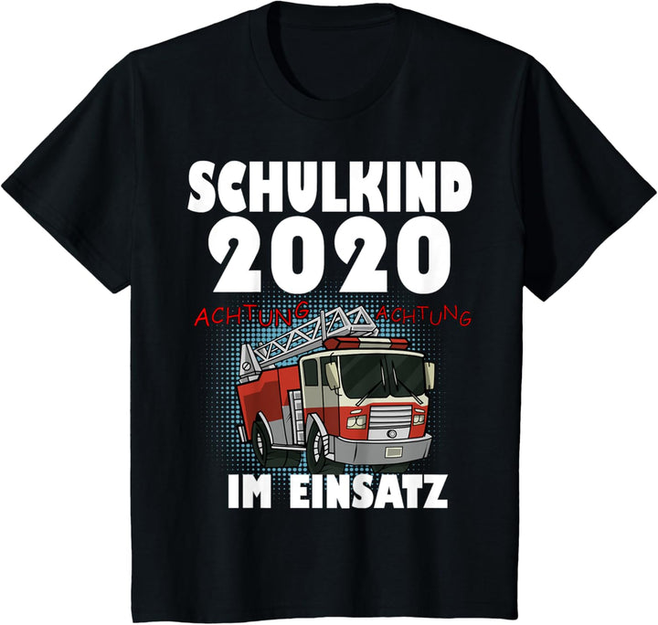 Kinder Einschulung Geschenk Jungen Feuerwehr Auto Schulkind 2020 T-Shirt