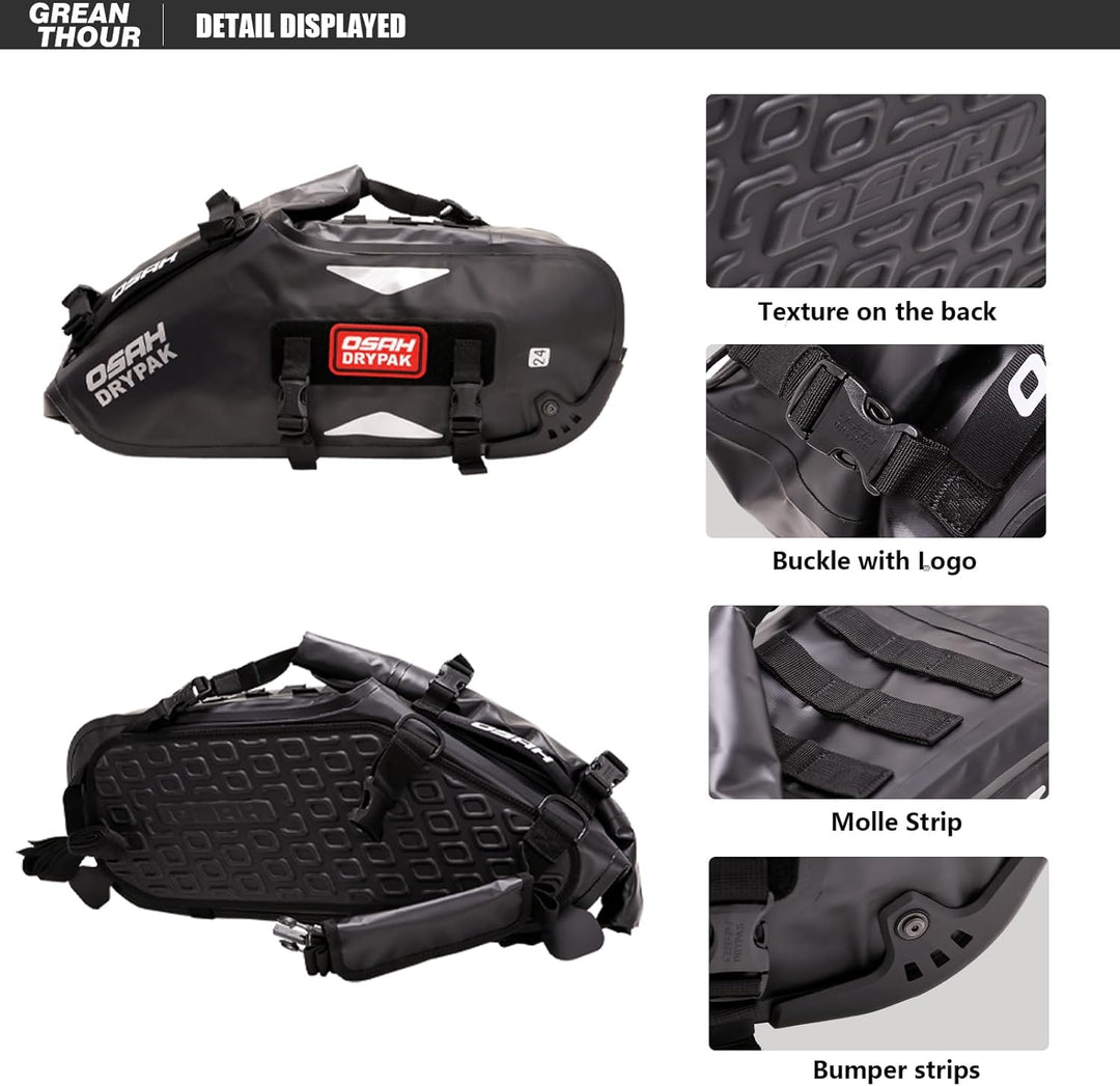 Motorrad Satteltaschen wasserdicht, antivibrationsgeländertaugliche Packtaschen 48L, für die meisten