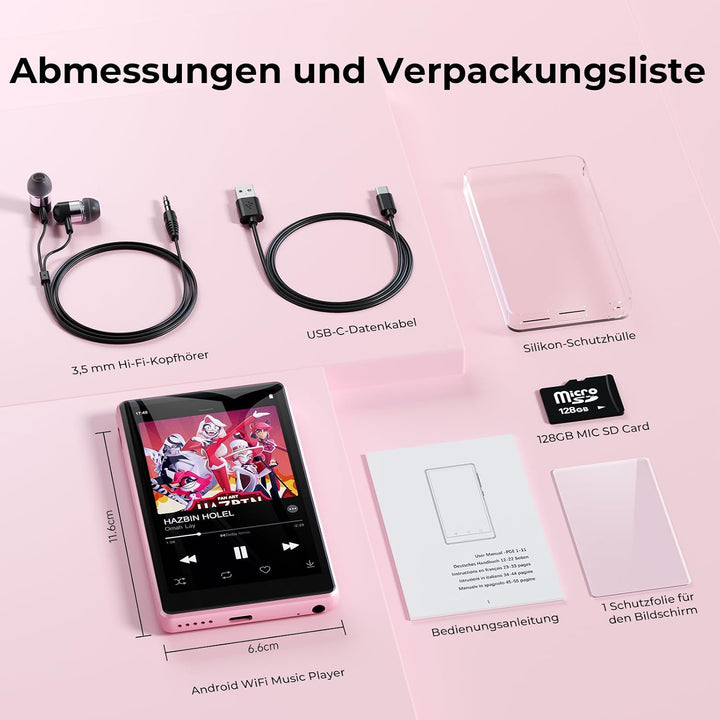 160 GB MP3 Player Spotify mit Bluetooth und WiFi, 4.5 Zoll-Touchscreen | MP4 Player Android,Kinder H