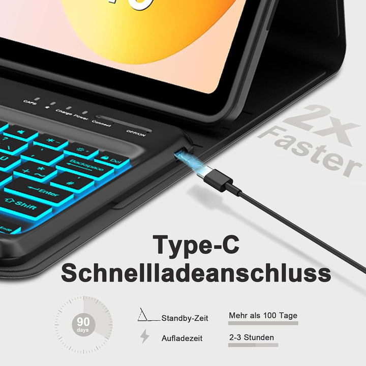 IVEOPPE Hülle mit Tastatur für Xiaomi Redmi Pad 2 Pro 12,1 Zoll, Bluetooth Magnetisch Beleuchtung Ta