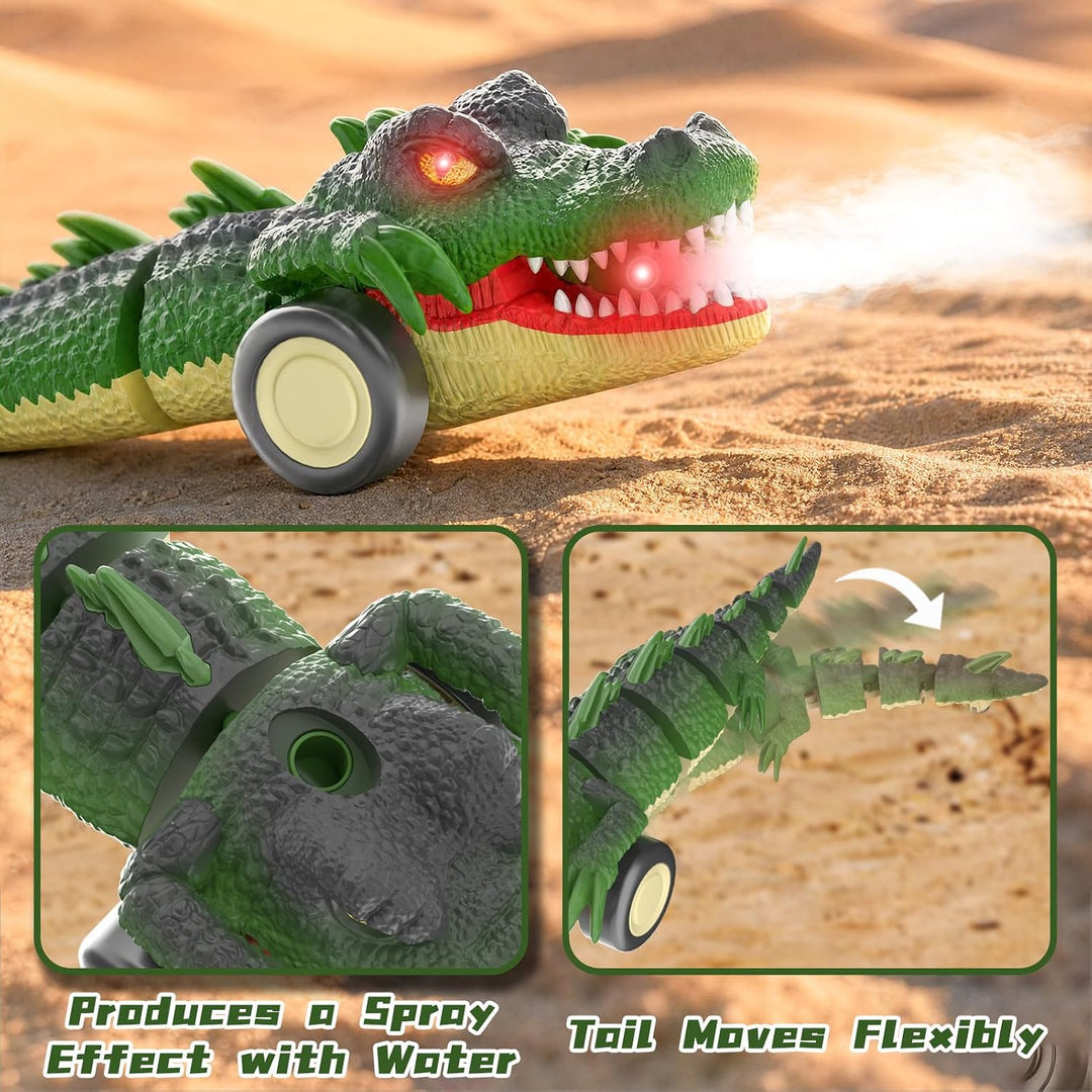 2,4G RC Krokodil Auto Spielzeug für Kinder, Ferngesteuertes Alligator Spielzeug mit Rollen Drehungen