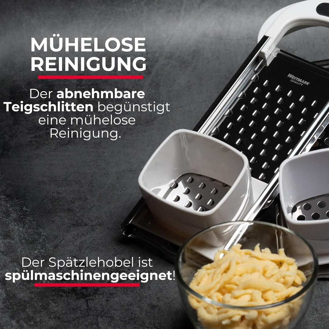 Westmark Spätzlehobel mit Teigschlitten - Spätzlereibe für Topfdurchmesser bis zu 24 cm - rostfreier