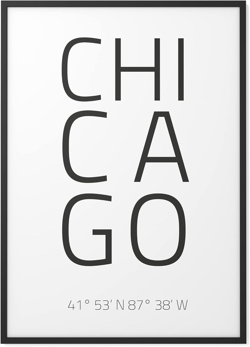 Papierschmiede® Geo Poster Koordinaten Chicago, A1 Stadt Poster als Wanddeko für Wohnzimmer Schlafzi