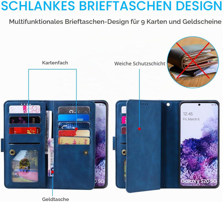 EYZUTAK Handyhülle für Samsung Galaxy S20 FE 5G Hülle,Flip Case Lederhülle Reissverschluss Magnetver