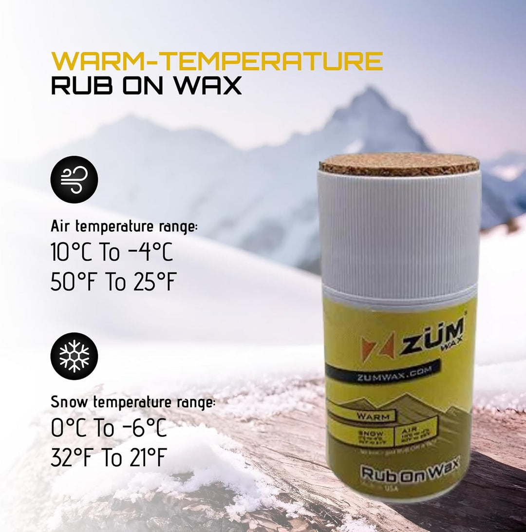 ZUMWax RUB ON WAX Ski/Snowboard - WARM Temperature - 70 gram - INCREDIBLY FAST!!! Excellent spring w