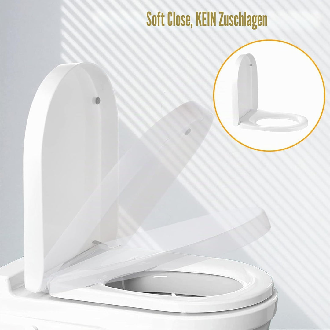 Kinsinder D Form Toilettendeckel, WC Sitz mit Absenkautomatik, Toilettensitz Klodeckel Klobrille mit