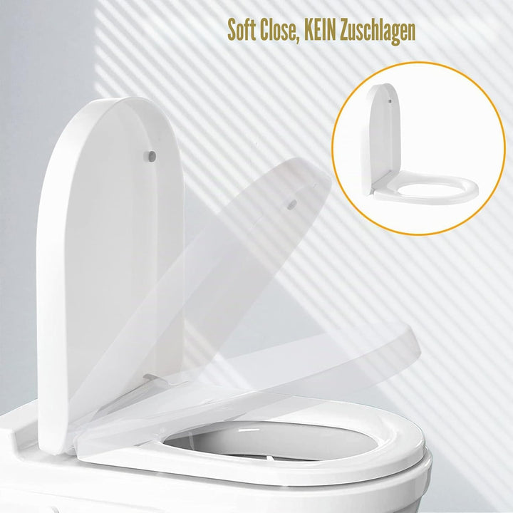 Kinsinder D Form Toilettendeckel, WC Sitz mit Absenkautomatik, Toilettensitz Klodeckel Klobrille mit