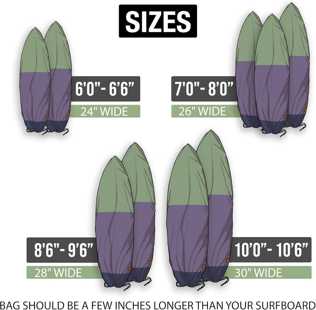 Ho Stevie! Canvas Surfboard Tasche Cover [Grösse und Farbe wählen] Schwarz/Grau/Grün 6'0", Schwarz/G