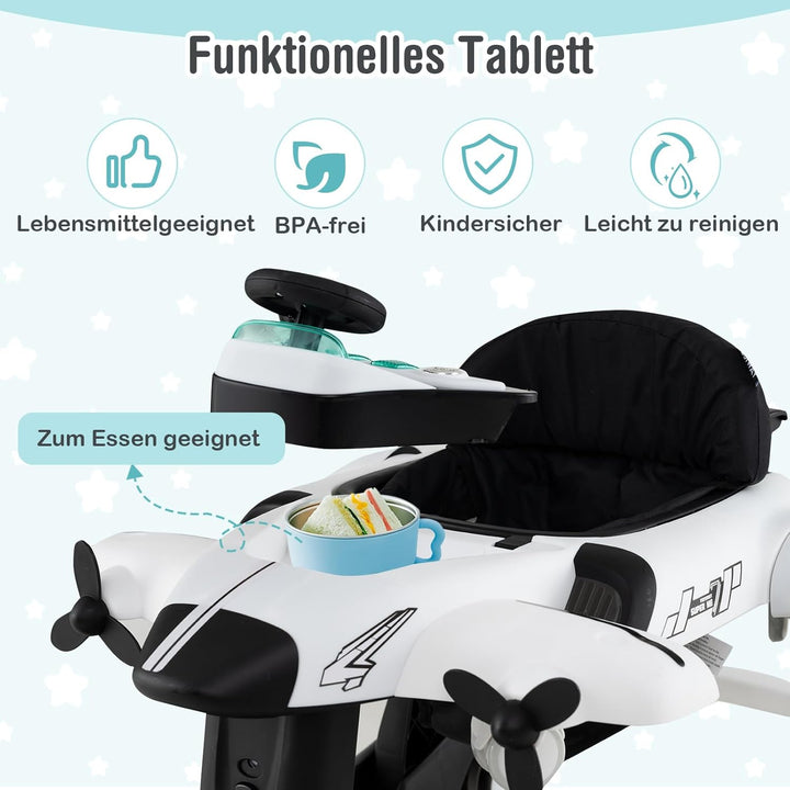 GOPLUS 6 in 1 Lauflernhilfe, Lauflernwagen mit einstellbarer Geschwindigkeit & 3 Höhen, Esstablett,