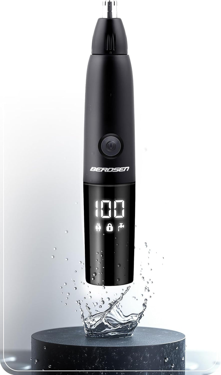 Berdsen Nasenhaartrimmer 3in1 Herren Elektrisch Ohrhaartrimmer Präzisionstrimmer 3 Wechselköpfe LCD
