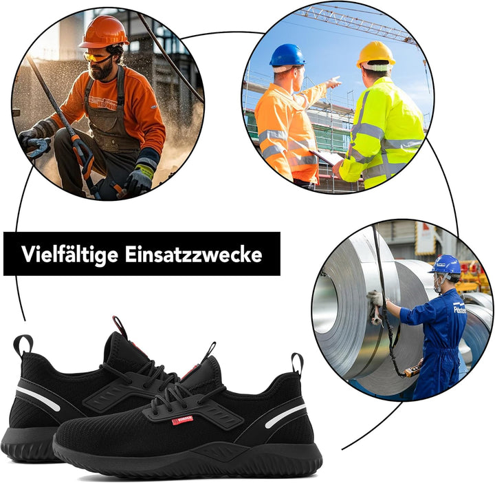 SUADEX Arbeitsschuhe Herren Sicherheitsschuhe Damen Leicht Atmungsaktiv Unisex Stahlkappenschuhe 37
