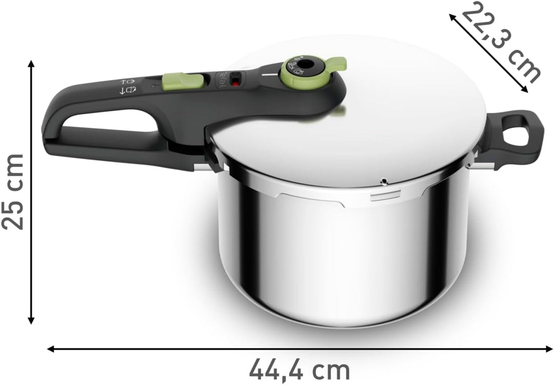 Tefal Secure Trendy Schnellkochtopf induktion 6l, 2-Stufen-Garregler: Intensivstufe 117°C, Schonstuf
