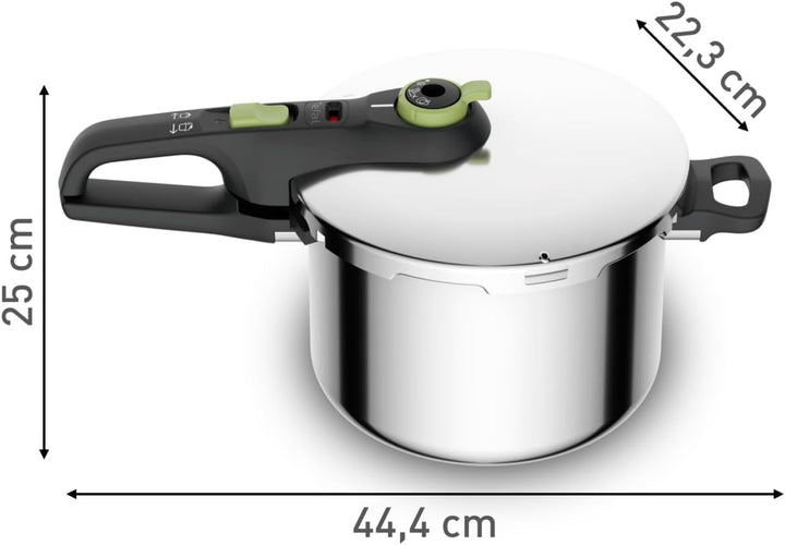 Tefal Secure Trendy Schnellkochtopf induktion 6l, 2-Stufen-Garregler: Intensivstufe 117°C, Schonstuf