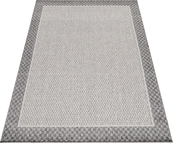 HomebyHome Outdoor Teppich Grau 60x100 cm für Küche, Terrasse, Balkon, Garten, Camping sowie Wohnzim