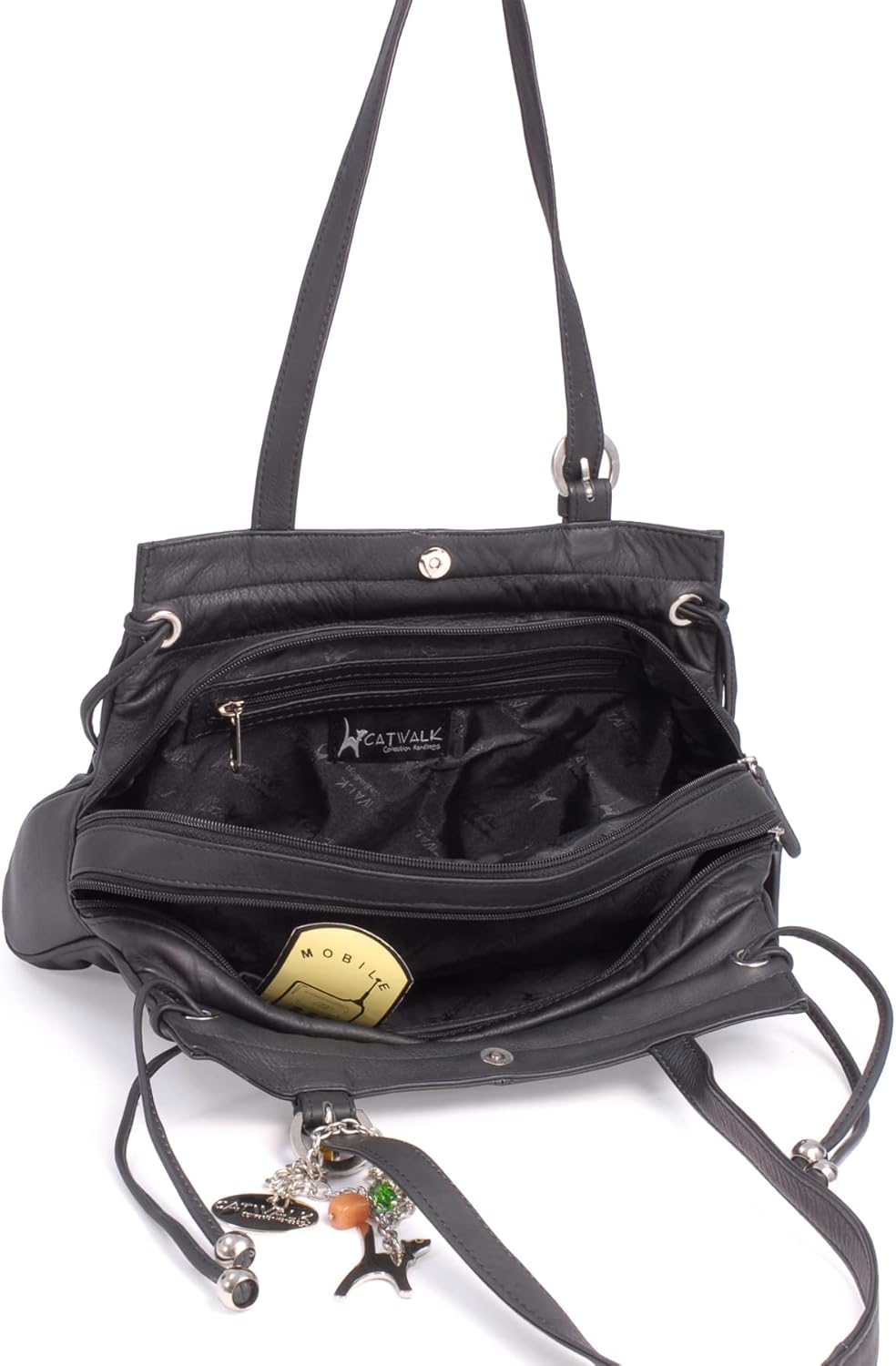 Catwalk Collection Handbags - Leder - Umhängetasche/Schultertasche - ALICE Schwarz, Schwarz