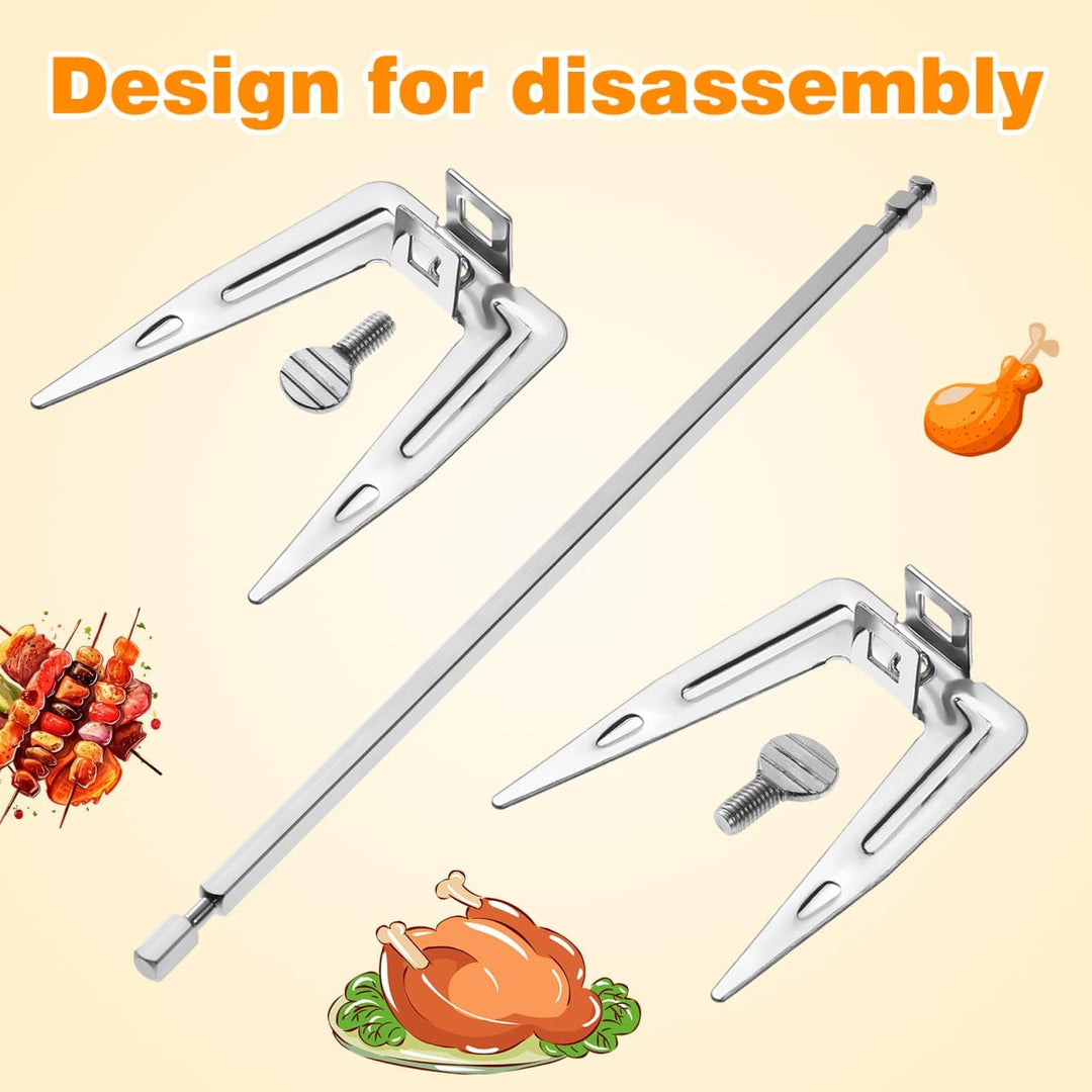 Drehspiess Grillgabel 25Cm Edelstahl Brathähnchengabel Für Heissluftfritteuse Und Backofen Rotierend