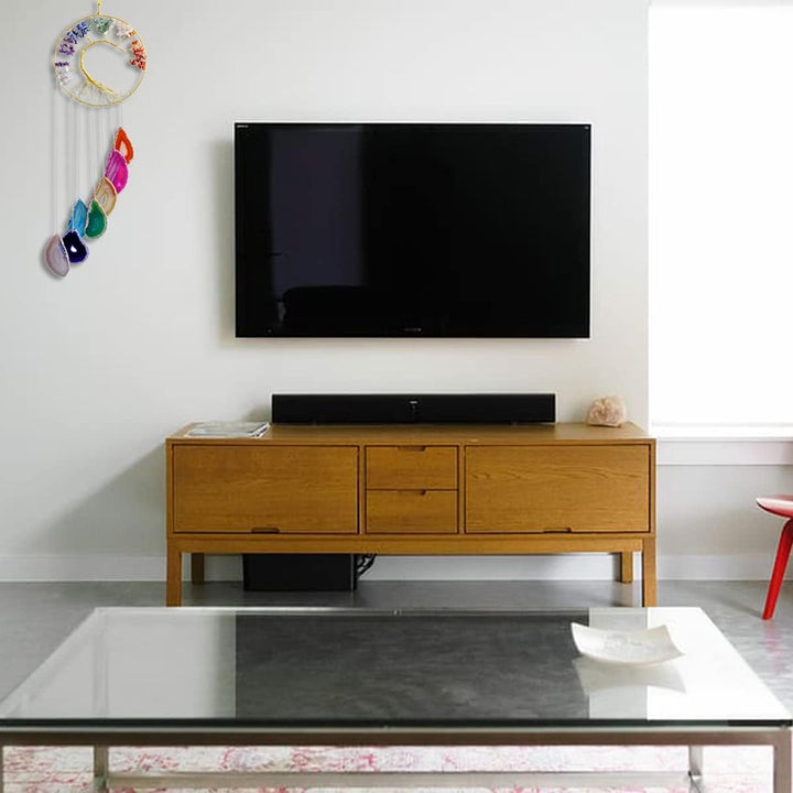 KYEYGWO 7 Chakra Stein Baum des Lebens Hängen Deko, Heilung Kristall Wand Hängende Ornament Achat Sc