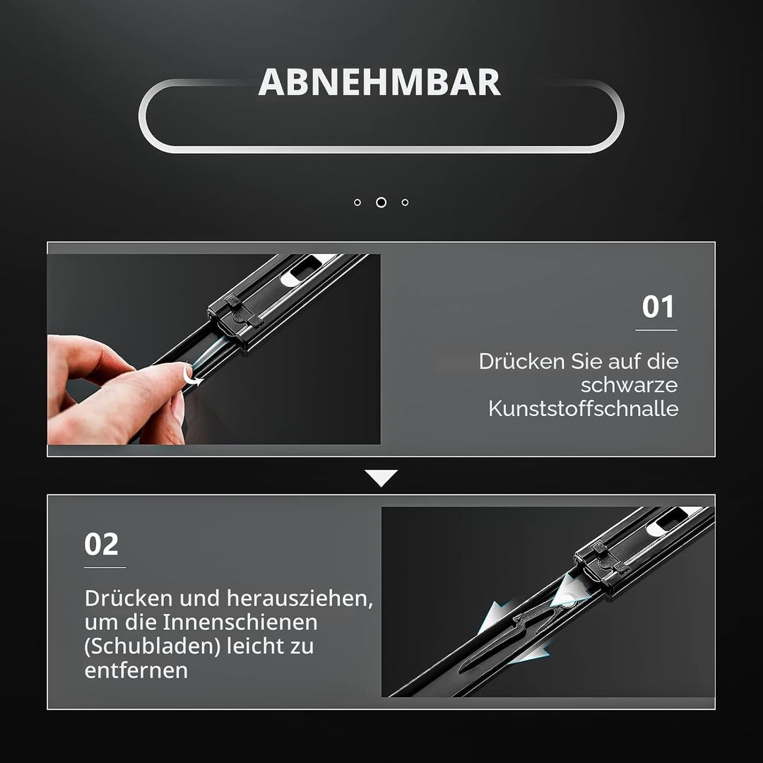 AOLISHENG Schubladenschienen Vollauszug 250mm Schwerlastauszug mit 45 kg Tragkraft für Küchenschränk