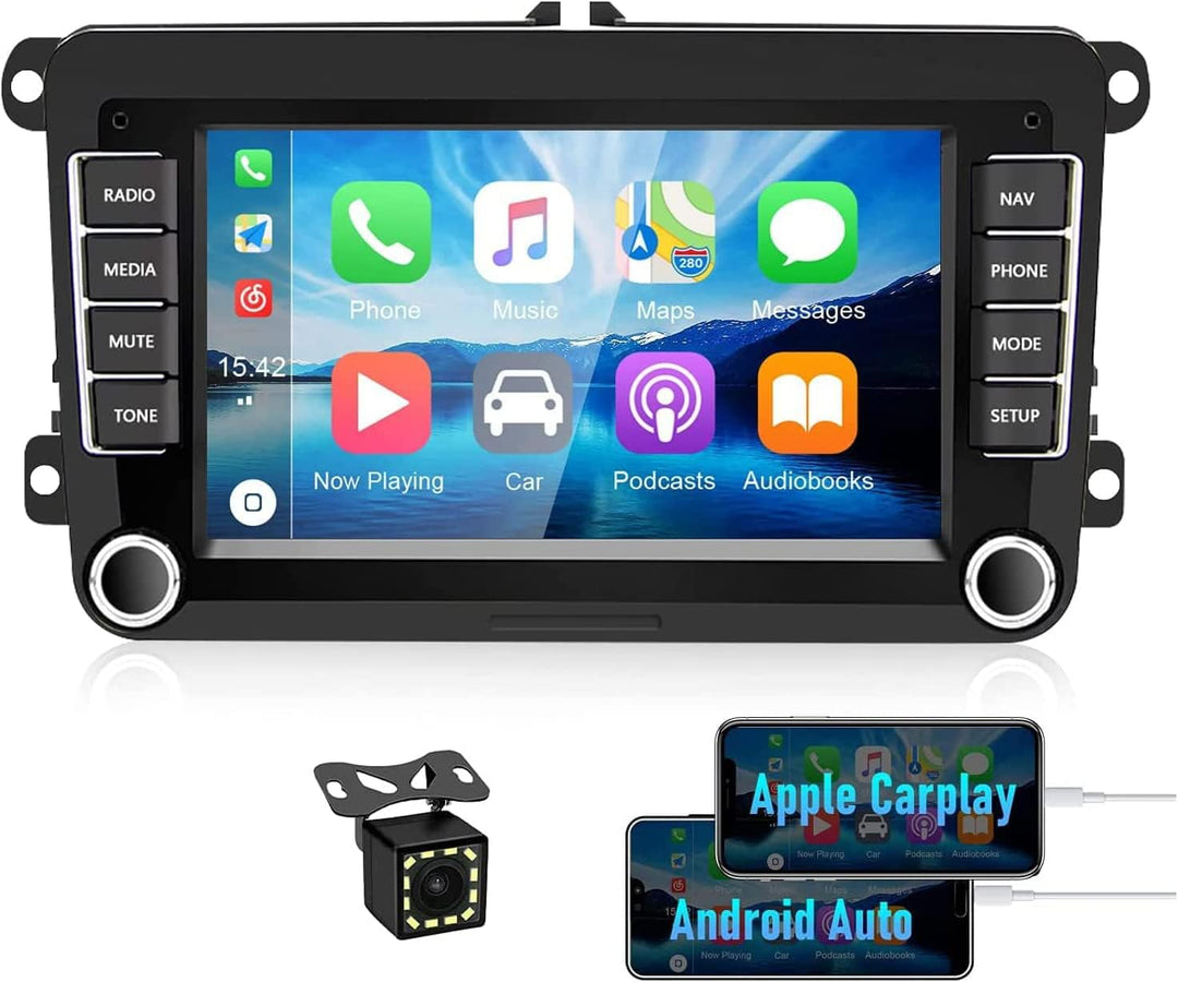 CAMECHO Android 10.0 Autoradio mit Carplay Wireless für VW Golf 5 Golf 6 Polo Tiguan, 7-Zoll Bildsch