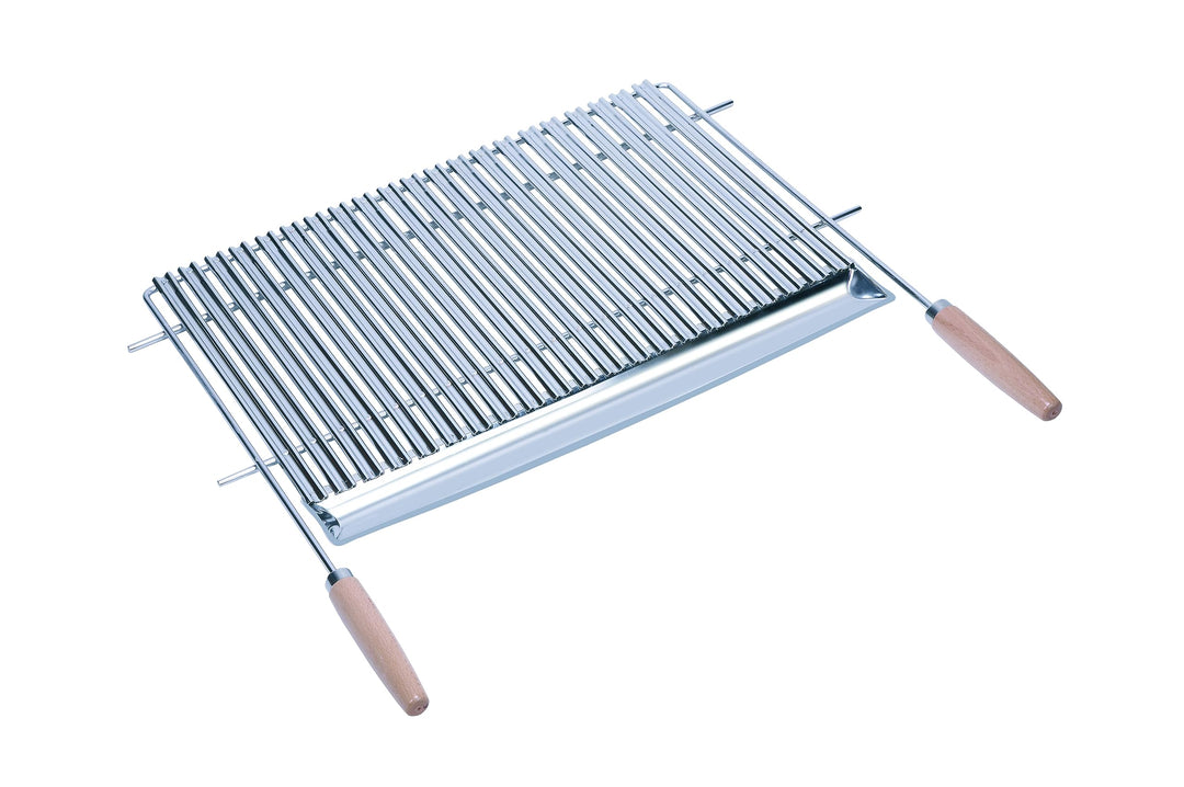 Sauvic Zurechtschneidbarer Edelstahl-Rost mit V-förmigen Streben, 66,5–75,5x40 cm
