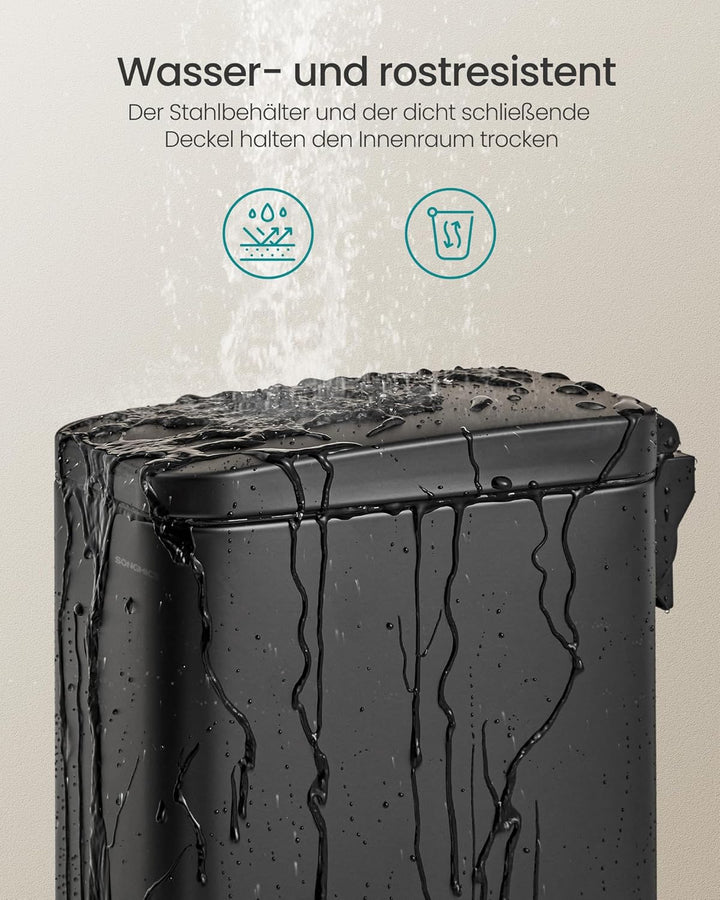 SONGMICS Kosmetikeimer, 10 Liter, Mülleimer Bad, mit Deckel, Tretmülleimer, Abfalleimer klein, schma