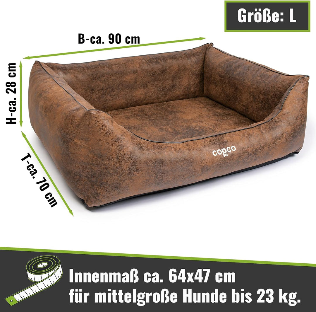 CopcoPet - orthopädisches Hundebett Emma in Wildlederoptik - Hundekörbchen mit abnehmbarem, waschbar