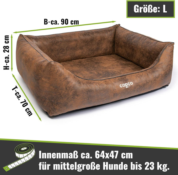 CopcoPet - orthopädisches Hundebett Emma in Wildlederoptik - Hundekörbchen mit abnehmbarem, waschbar