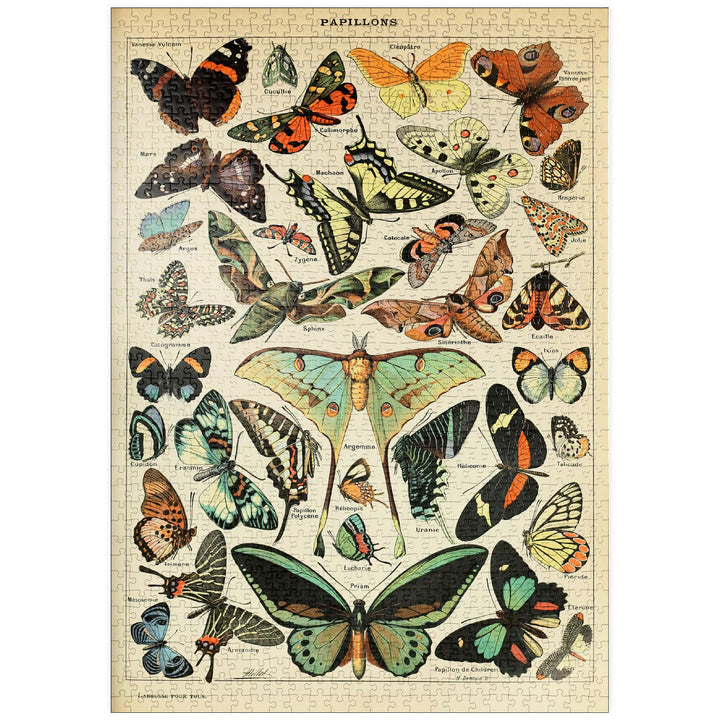 Papillons - Schmetterlinge für alle, Vintage Art Poster, Adolphe Millot - Premium 1000 Teile Puzzle