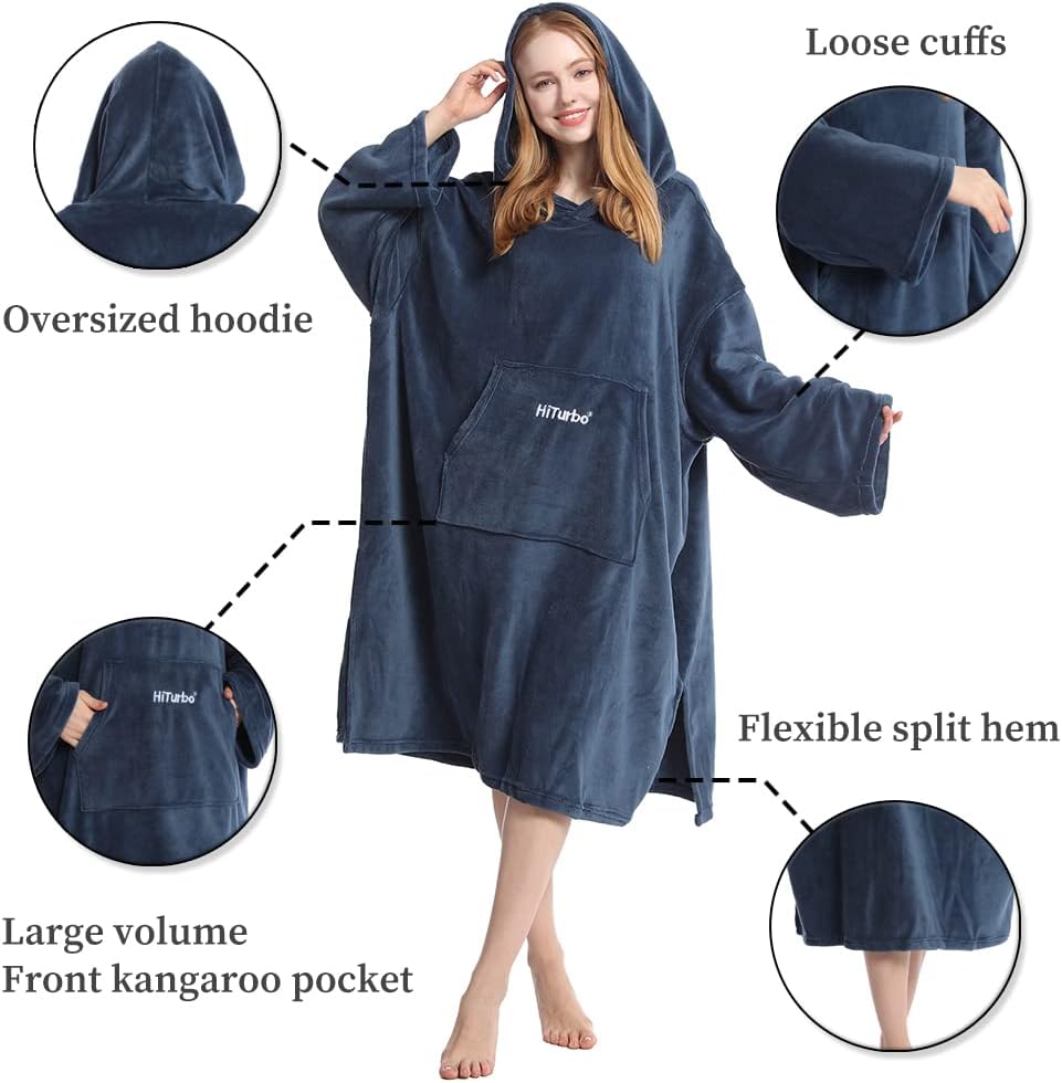 Hiturbo Bademantel, Damen Herren Robe, Unisex, Einheitsgrösse, Warmer Weicher Fleece Mogenmantel mit